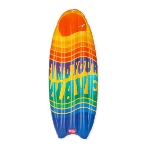Legami - Materassino Mare Gonfiabile, Materassino Gonfiabile Singolo, A Forma Di Tavola Da Surf, 2 Camere Ad Aria, Include Toppa Autoadesiva, Supporta