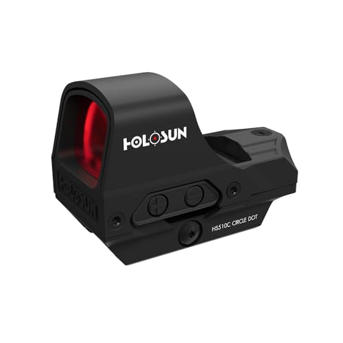 Holosun Hs510C | Reflex Red Dot 65 Moa Circle & 2 Moa Dot | Alimentazione Solare, 12 Livelli Di Luminosità E Funzione Auto-Spegnimento | Ipx8 Impermea