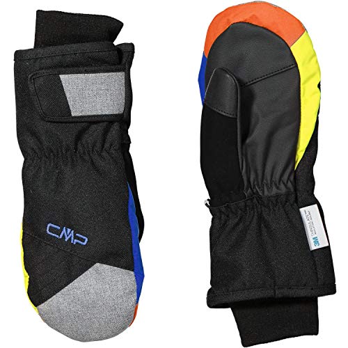 Cmp, Muffole Da Sci In Twill Per Bambini, Nero-Royal-Limeade, 5.5