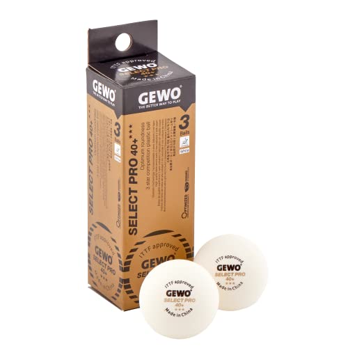Gewo Select Pro - Palline Da Ping Pong Con 3 Stelle, In Plastica 40+, Con Cucitura, Certificate Ittf, 3 Palline Da Ping Pong Professionali Di Alta Qua