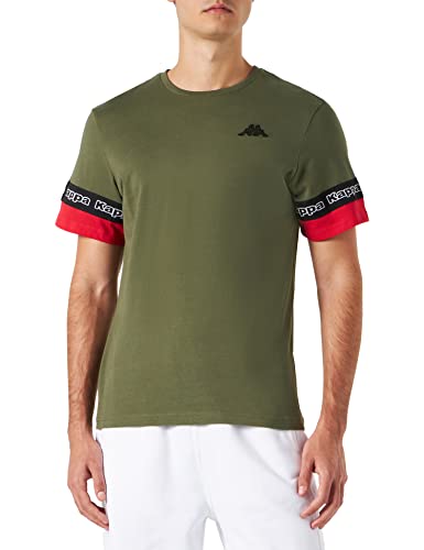 Kappa Baxum Logo Tee, Maglietta Uomo, Cachi/Rosso, S