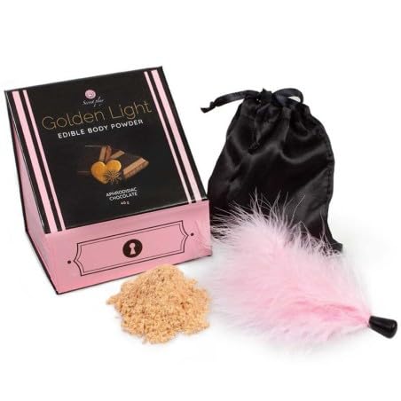 Secretplay Golden Light Kit Polvos Comestibles Y Pluma - Chocolate Afrodisiaco