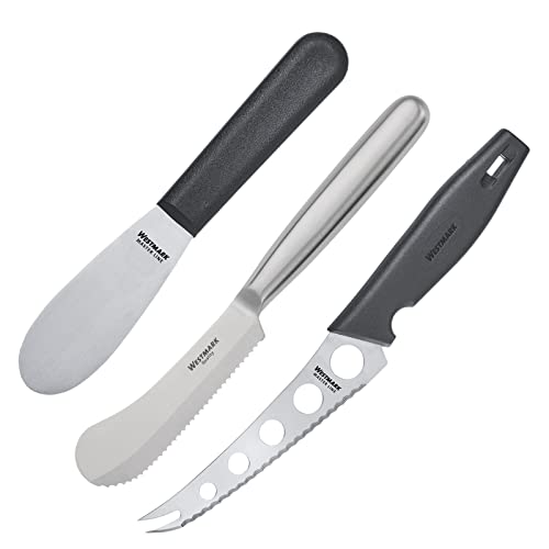 Westmark Set Da Colazione, 3 Pezzi: Coltelli Da Formaggio, Burro/Colazione, In Acciaio Inox E Plastica, Colore: Argento/Nero