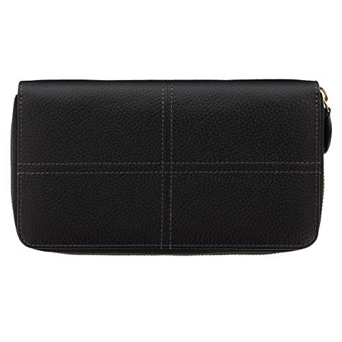Filofax Portafoglio In Pelle Classic Stitch Soft Grande Con Cerniera Nera
