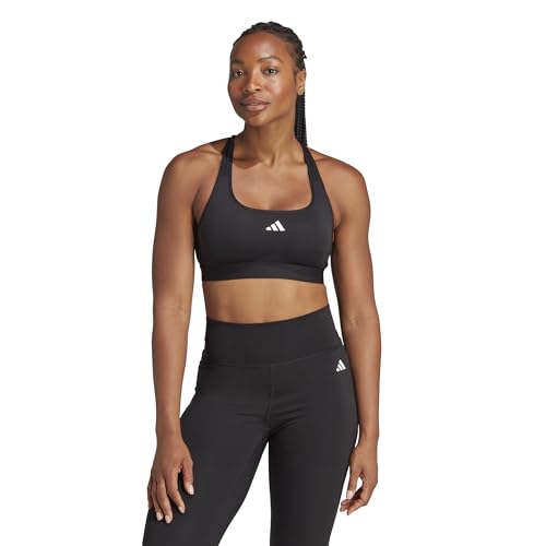 Adidas Reggiseno Sportivo Da Donna Powerreact Training Medium Support Reggiseno Sportivo, Gamba Nera