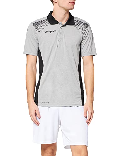 Uhlsport Uomo Goal Polo Shirt, Uomo, Goal Polo Shirt, Dark Grey Melange/Schwarz, 140