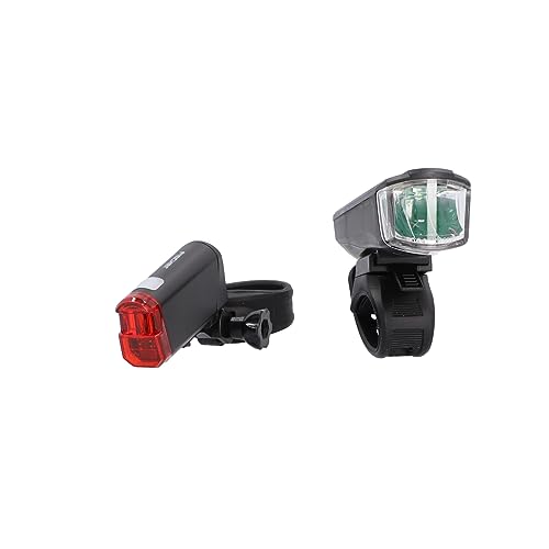 Fischer Set Di Luci A Led Per Bicicletta, Con Tecnologia Led, Resistente Agli Spruzzi, Nero, 1 Pezzo