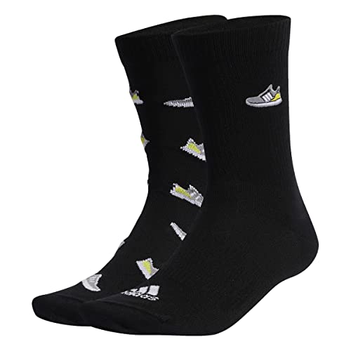 Adidas, Calzini Run X Ultraboost Shoe Love Graphic 2 Paia, Calzini, Nero Bianco, Xxl, Unisex-Adult