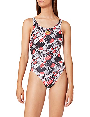 Arena W Comics Race Swim Tech One Piece L, Costume Sportivo Donna, Rosso (Red/Multi), 42 It