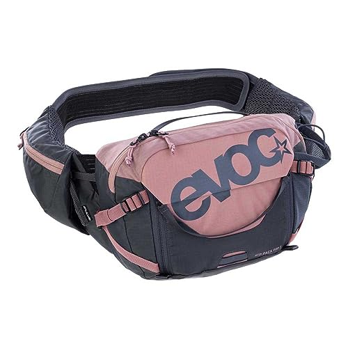 Evoc, Sac Hip Pack Pro 3 + Poche 1.5L Rose Dusty Pink/Gris Carbone Unisex Adulto, Nero, Taglia Unica