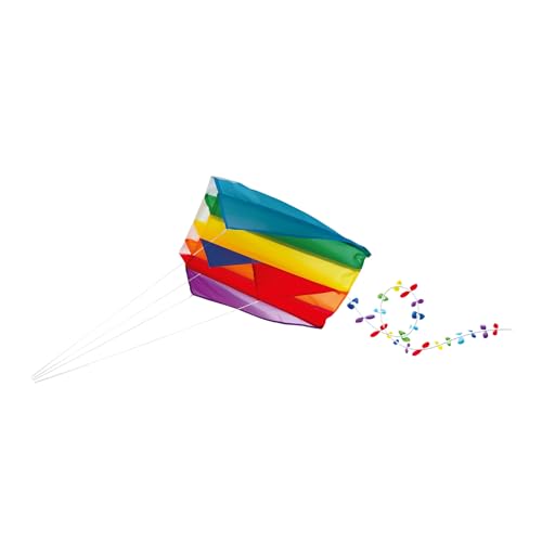 Paul Günther 1173 - Aquilone Monofilo Mini Parafoil Con Motivo Arcobaleno, In Robusto Poliestere, Per Bambini Dai 6 Anni In Su, Con Maniglia Di Avvolg