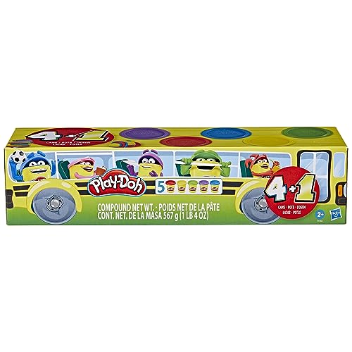 Play-Doh, Si Torna A Scuola, Confezione Da 5 Vasetti Di Pasta Modellabile Atossica, Vasetti Da 112 G, Giocattolo Per Le Attività Artistiche E Manuali,