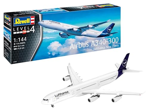 Revell 03803 A340-300 Lufthansa New Livrea 1:144 Kit Modellino In Plastica Non Costruita/Non Verniciata, Colore Modellato