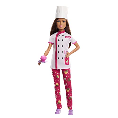 Barbie Carriere - Barbie Pasticcera, Bambola Con Accessori Cappello Da Pasticcera, Cupcake E Piattino, Giocattolo Per Bambini, 3+ Anni, Hkt67