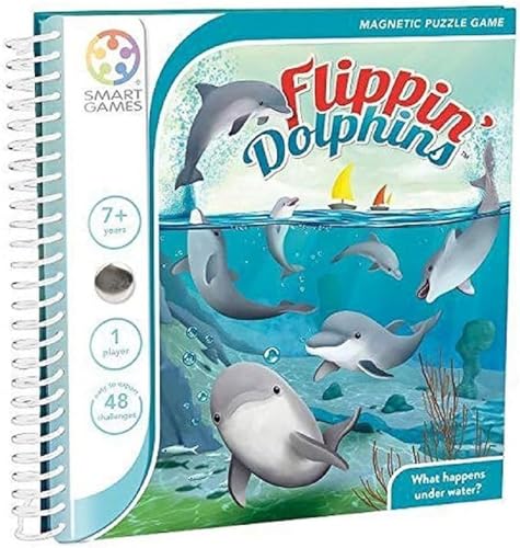 Smartgames - Flippin' Dolphins, Magnetic Puzzle Game With 48 Challenges, 7+ Years