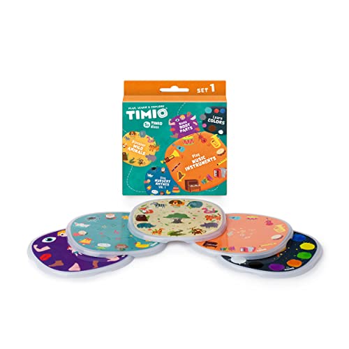 Timio Disc Set # 1: 5 Dischi Audio Per Il Timio Player | Impara I Colori, Gli Animali Selvatici, Gli Strumenti Musicali, 96 Filastrocche Vol. 1, Le Pa