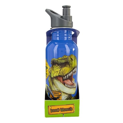 Depesche 12900 Dino World Danger-Borraccia Blu Con Motivo Trex, Bottiglia Sportiva Con Tappo A Tenuta Stagna, Capacità Circa 600 Ml, Multicolore