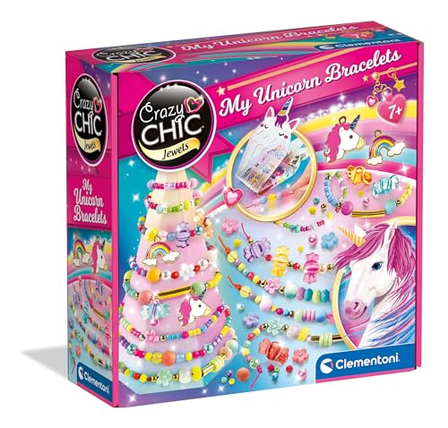 Clementoni- Crazy Chic-My Unicorn Bracelets-Kit Te, Set Per Realizzare, Gioco 7 Anni, Braccialetti Amicizia Bambina, Lavoretti Creativi, Multicolore,