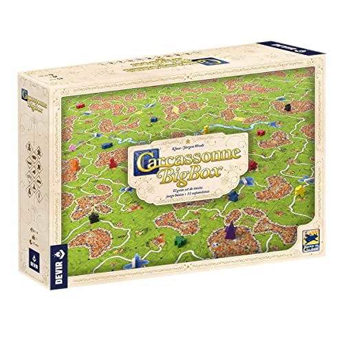 Devir Bgcarplus3 Carcasonne Big Box, Gioco Base + 11 Espansioni, Età 7 Anni E Più (Versione Spagnola)
