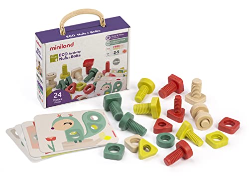 Miniland- Set Attività Viti E Dadi Eco, Small, 1