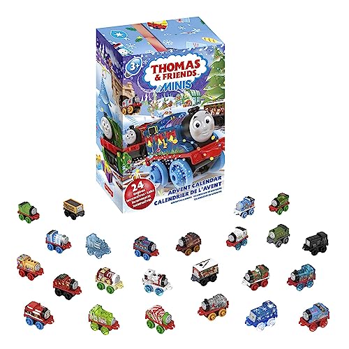 Il Trenino Thomas - Minis Calendario Dell'Avvento, 24 Trenini E Veicoli In Miniatura A Sorpresa, Tra Cui 6 Locomotive A Tema Natale, Giocattolo Per Ba