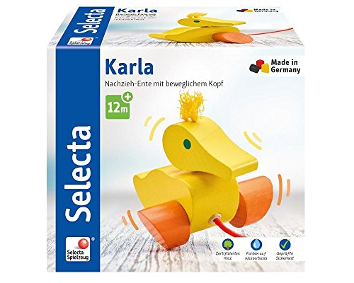 Selecta - Karla La Papera, Giocattolo Da Tirare In Legno, 10 Cm, 62001