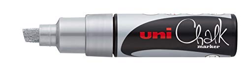 Uni-Ball Pwe-8K-Pennarello A Gesso, Punta A Scalpello, Colore Argento, 8 Mm, Pwe8Kar