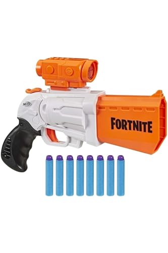 Nerf Hasbro Fortnite - Sr (Blaster Ad Azionamento A Martello Con 4 Dardi, Include Cannocchiale Rimovibile E 8 Dardi Ufficiali Elite)