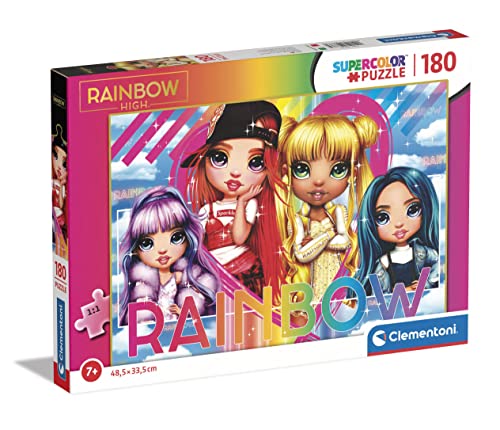 Clementoni- Puzzle Rainbow High 180Pzs Supercolor High-180 Pezzi-Made In Italy, 7 Anni, Cartoni Animati, Bambina, Multicolore, Medium, 29776