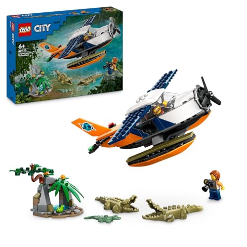 Lego City Idrovolante Dell’Esploratore Della Giungla, Aereo Giocattolo Da Costruire Con 2 Minifigure, 3 Action Figure Di Coccodrillo E Una Rana, Gioch
