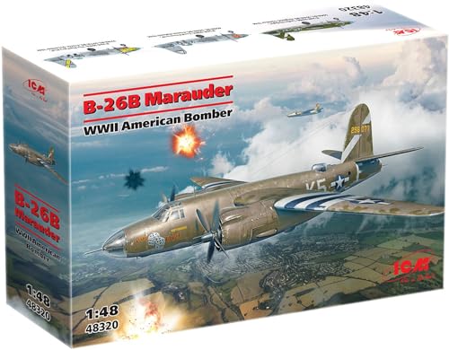 Hdfh Icm 1:48 B-26B Marauder, Wwii American Bomber, Model Kit, Icm48320 Nero