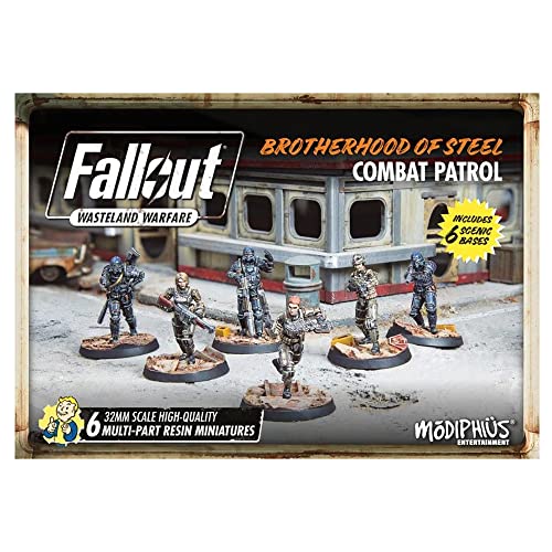 Modiphius Entertainment | Fallout Wasteland Warfare | Brotherhood Of Steel: Combat Patrol | Miniatures | Unpainted