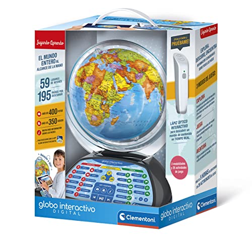 Clementoni - Globo Terrestre Interattivo, 55387, Multicolore, Versione In Spagnolo