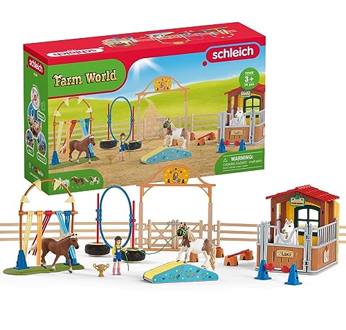 Schleich 72149 Agility Nella Scatola Per Cavalli, Dai 3 Anni In Su, Farm World - Set Da Gioco