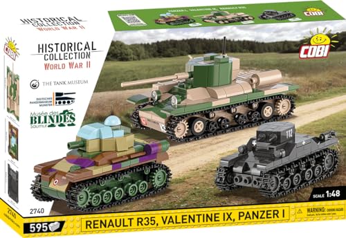 Cobi- Historical Collection Wwii Renault R35, Valentine Ix And Panzer I Costruzioni, Multicolore, 2740