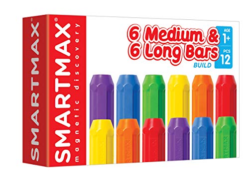 Smartmax - Xt Set, 6 Medium & 6 Long Bars, Magnetic Discovery Extension Set, 12 Pieces, 1+ Years