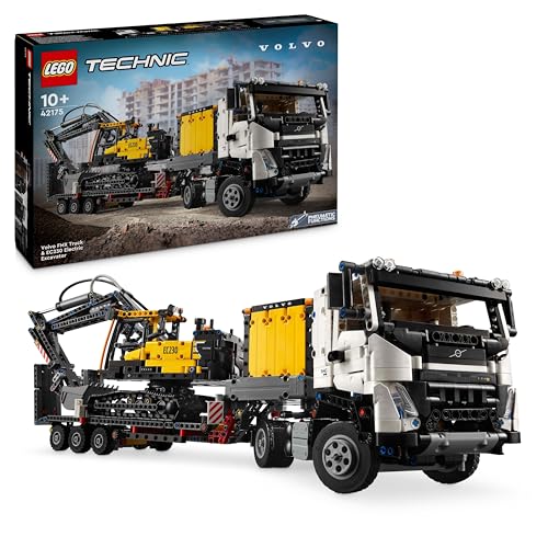 Lego Technic Autocarro Volvo Fmx Ed Escavatore Elettrico Ec230, Camion Giocattolo Con Rimorchio, Veicolo E Stazione Di Ricarica, Regalo Per Bambini Da
