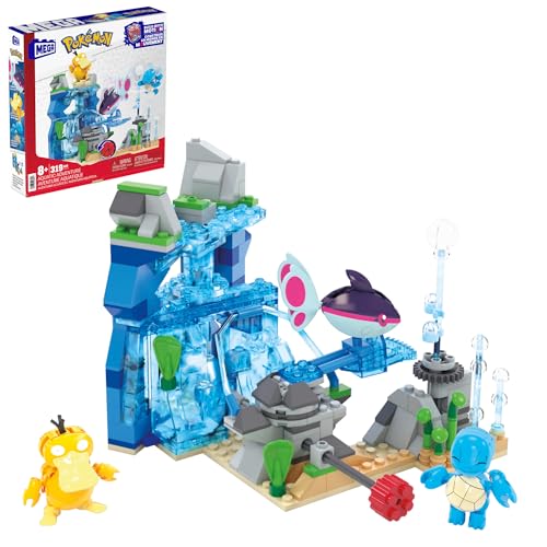 Mega Pokémon - Avventura Acquatica, Set Da Costruire Con 319 Pezzi E Sistema Mattoncino Movimento, Squirtle, Psyduck E Finneon Snodati Inclusi, Giocat