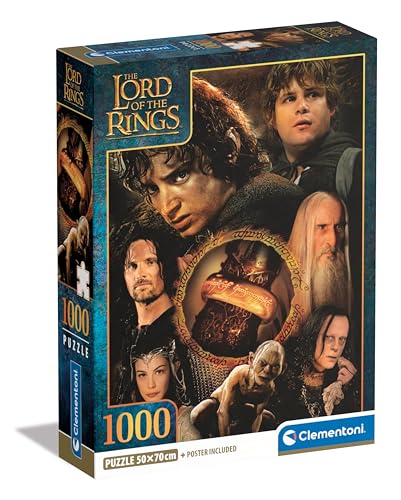 Clementoni Lord Of The Rings Rings-1000 Pezzi, Poster Incluso, Puzzle Film Famosi, Divertimento Per Adulti, Made In Italy, 39907, Multicolore