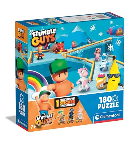 Clementoni Guys-180 Pezzi Bambini 7 Anni, Puzzle Personaggi Stumble Guys Videogioco, Gaming, Made In Italy, 29323, Multicolore