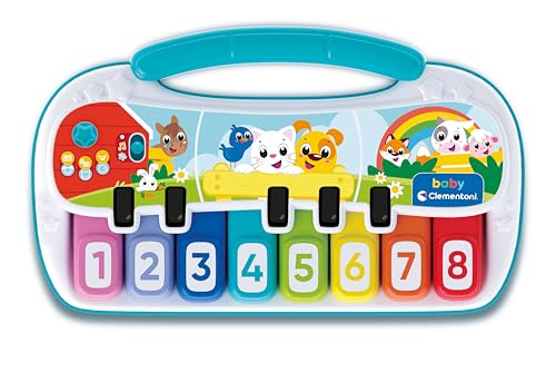 Clementoni- Baby Animali-Pianola Bambini Prime Note, Gioco 18 Mesi, Tastiera Elettronica Interattiva, Strumento Musicale Prima Infanzia, Luci E Suoni,