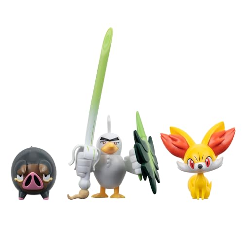 Pokemon Pkw3602 Pkw-Battle Figure Set (3Pk: Fennekin, Lechonk, Sirfetch'D) W20, Multicolore