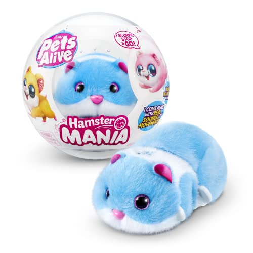 Pets Alive Hamster Mania By Zuru, Blue Hamster, Pet Nurture, Soft Toy, Real Alive, 20+ Sounds Interactive, Electronic Pet, (Blue)