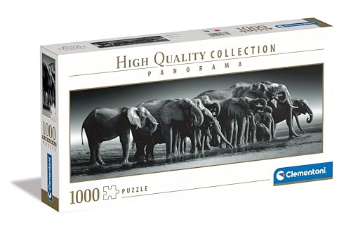 Clementoni Collection Panorama-Herd Of Giants-1000 Pezzi, Puzzle Panoramico, Orizzontale, Divertimento Per Adulti, Made In Italy, Multicolore, 39836