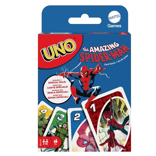 Mattel Games Uno - The Amazing Spiderman, L'Iconico Gioco Di Carte Per Tutta La Famiglia In Un'Edizione Speciale, Giocattolo Per Bambini, 7+ Anni, Hxy