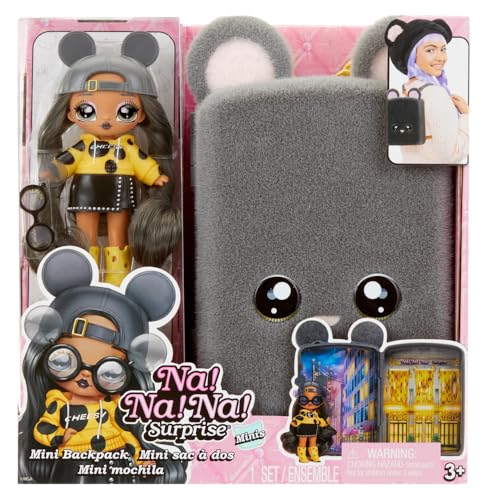 Na Na Na Surprise Mini Backpack Serie 2 - Marisa Mouse - Bambola Fashion E Zaino In Peluche Grigio - Adatto Per Età 4+
