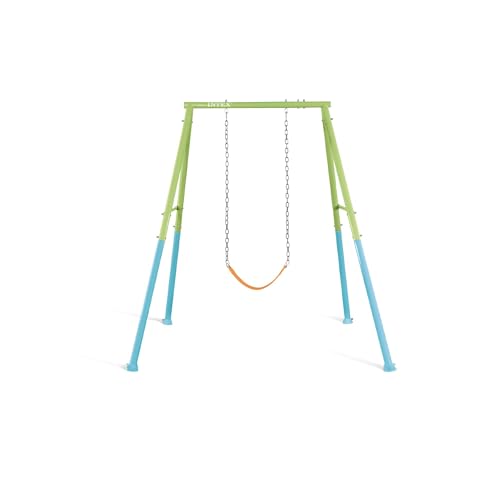 Intex 44113 Altalena Da Giardino Per Bambini Con Seggiolino Intercambiabile, Acciaio, Verde E Azzurro, 170X235X200 Cm
