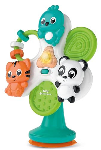 Clementoni - Gioco Con Ventosa Per Seggiolone, Round & Round Animals - Gioco Interattivo Con Animali Per La Prima Infanzia, Girandola Per Bambini 1 An