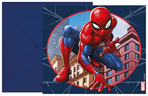 Procos- Inviti Con Busta Marvel Spider-Man Crime Fighter In Carta Fsc, 6 Pezzi Folat 93951P, Multicolore