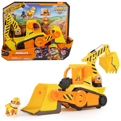 Rubble & Crew, Veicolo Da Lavoro Deluxe Di Rubble, Bulldozer Da Cantiere Con Luci, Suoni E Personaggio, Giocattoli Per Bambini E Bambine Dai 3 Anni In
